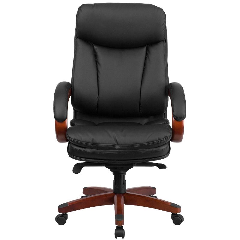 High Back Leather Executive Swivel Ergonomic Office Chair with Synchro Tilt and Arms Black - Riverstone Furniture