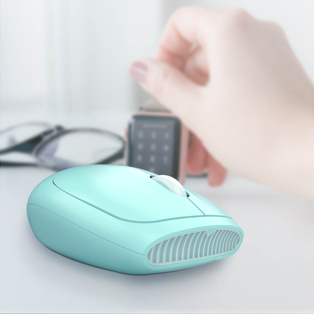 MOFII Wireless Mouse, 2.4G Slim Cordless Mouse with USB Receiver Portable Mobile Computer Mice for PC, Notebook, Chromebook, MacBook, Tablet, Laptop Windows (Light Blue)