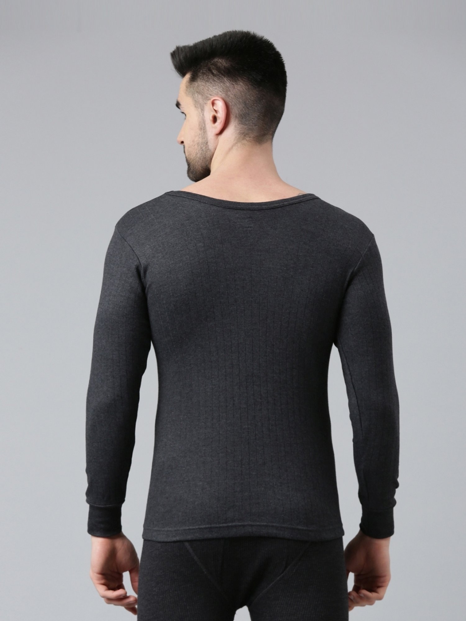 Dixcy Scott Maximus Dark Grey Melange Cotton Skinny Fit Thermal Top