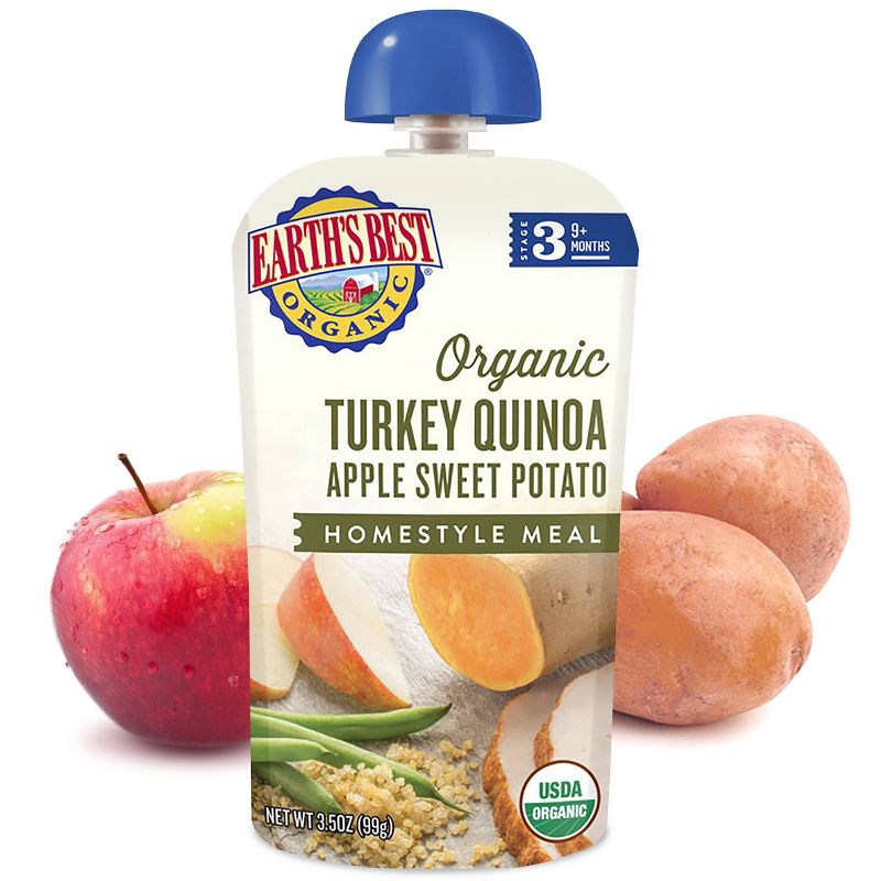 Earth's Best Organic Turkey Quinoa Apple Sweet Potato Homestyle Baby Meals Pouch - 3.5oz