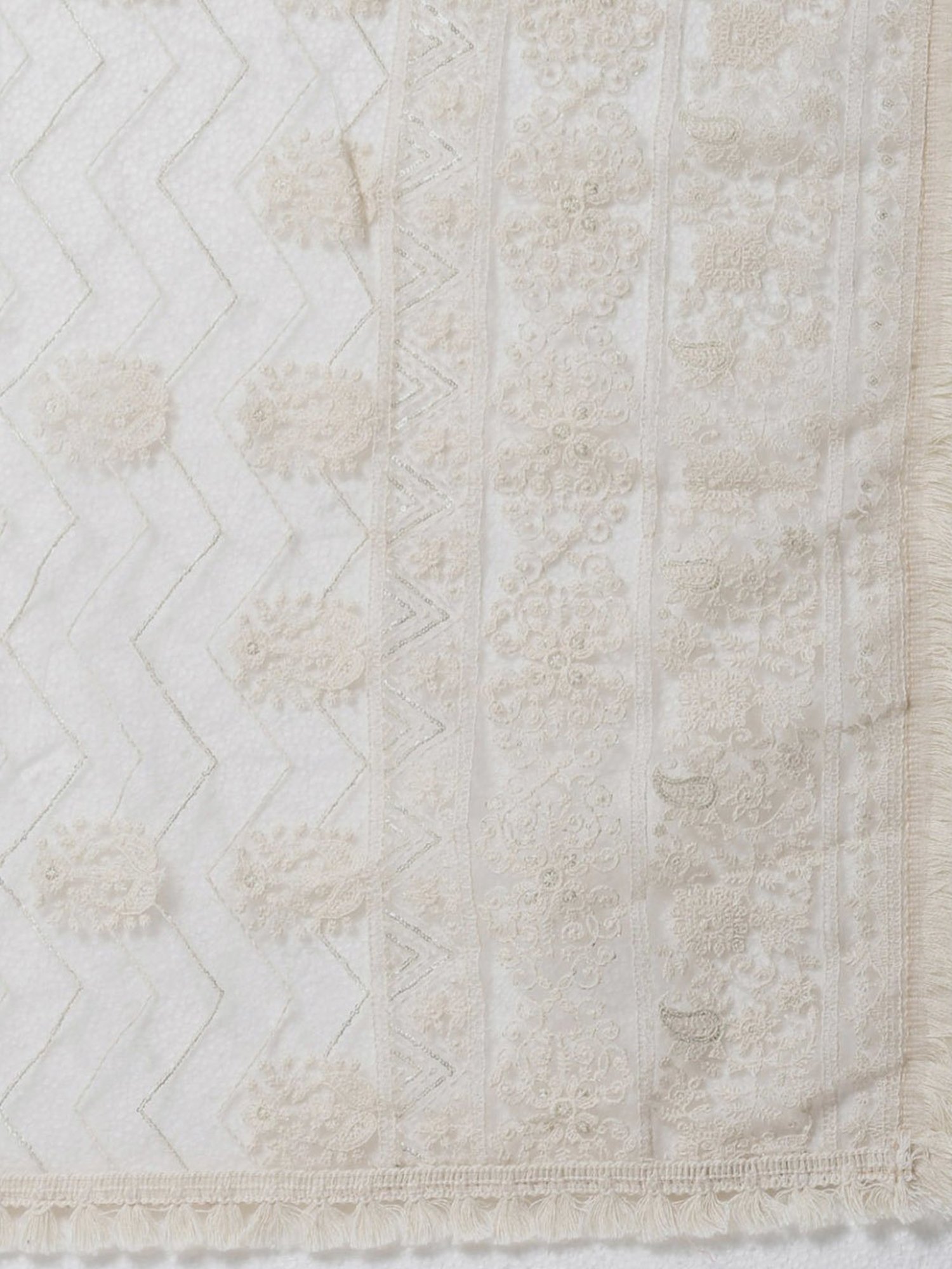 Soch Women Beige Crepe Embroidery Duppatta