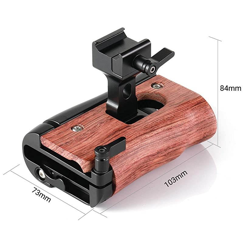 NATO Handle Wooden Wood Handgrip for BMPCC 4K & 6K and Z-CAM E2, Compatible with Samsung T5 SSD &ndash; HSN2270