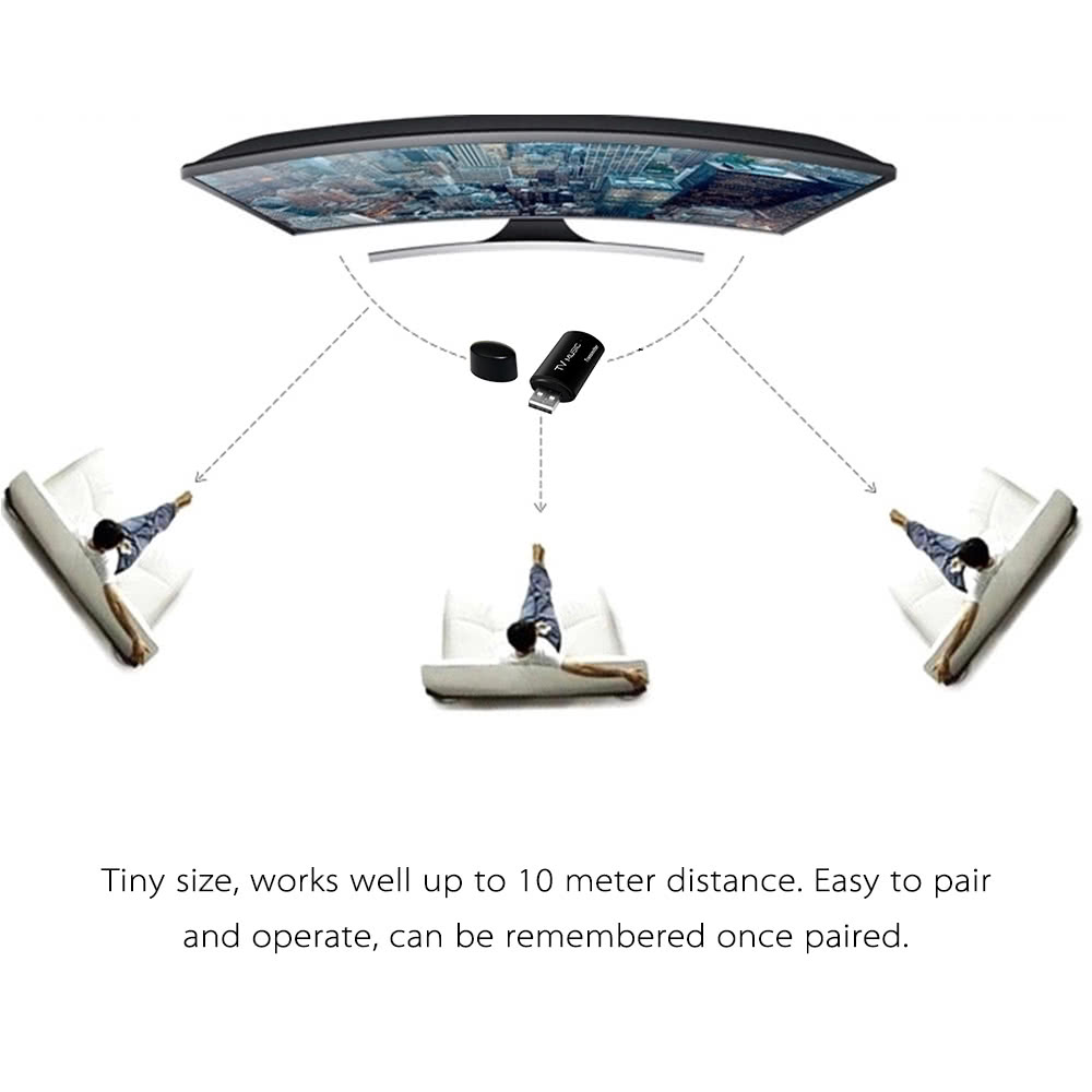 USB Bluetooth Audio Transmitter Wireless Stereo Bluetooth Music Box Dongle Adapter for TV MP3 PC Black