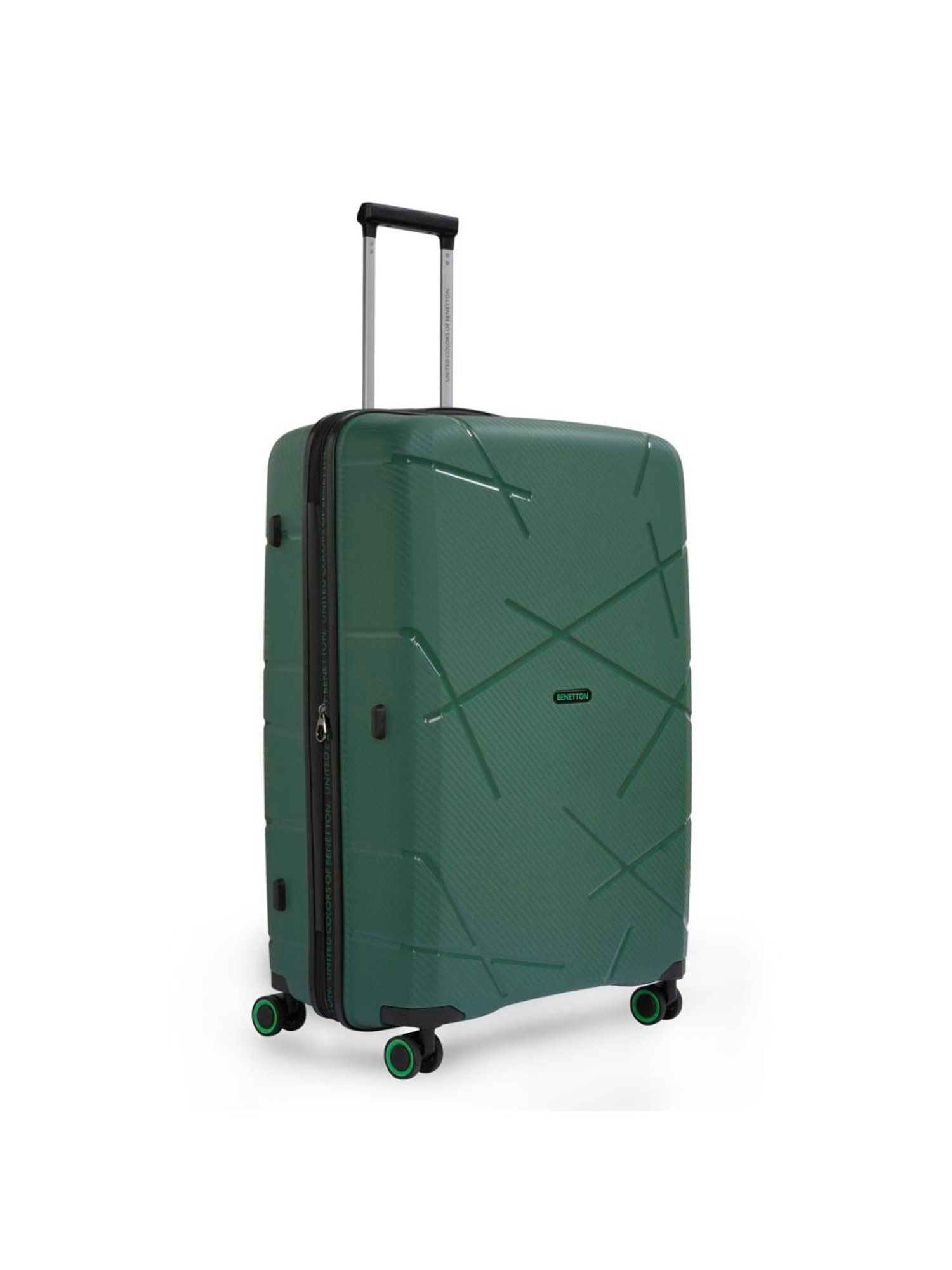 United Colors of Benetton Moonstone Green Textured Hard Medium Trolley Bag - 68 Cm