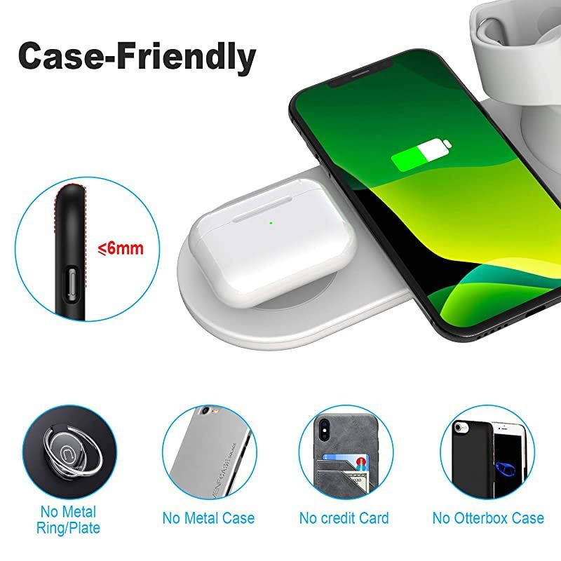 Wireless Charging Station 3 in 1 Compatible with Apple Watch SE 6 5 4 3 2 1 Wireless Charger Multiple Charger for iPhone 12/12 mini/Pro/11/X/Xs/Airpods Pro Charger Station Dock Stand