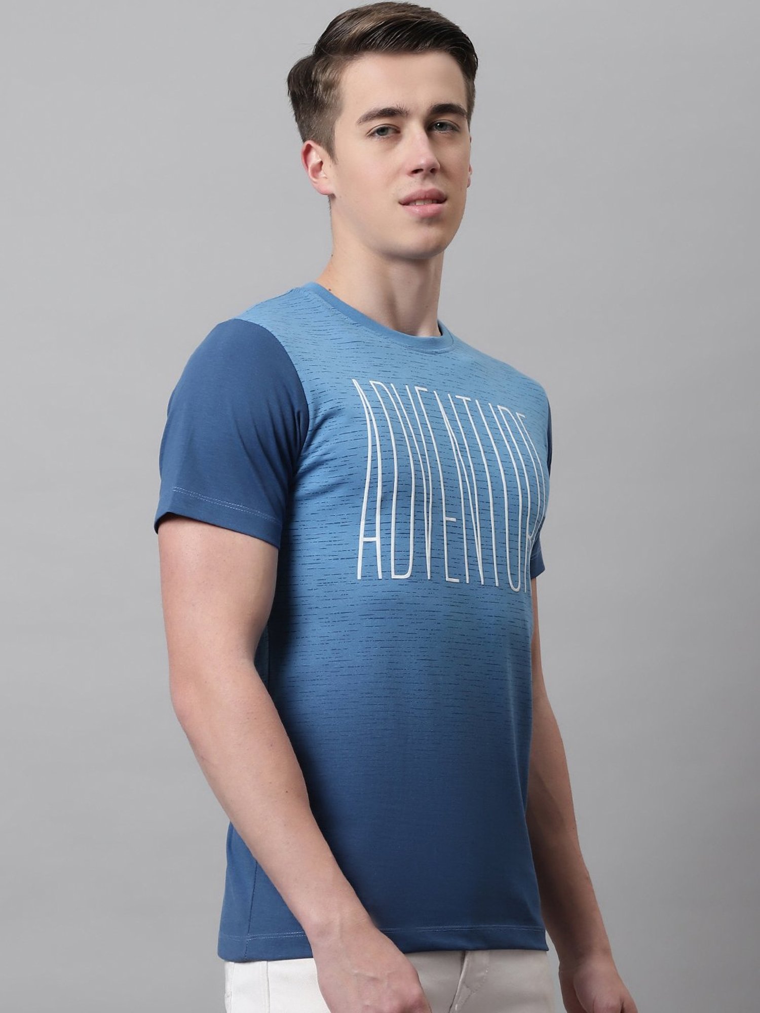 Venitian- Forbidden Clothing Ocean Blue Slim Fit Printed T-Shirt