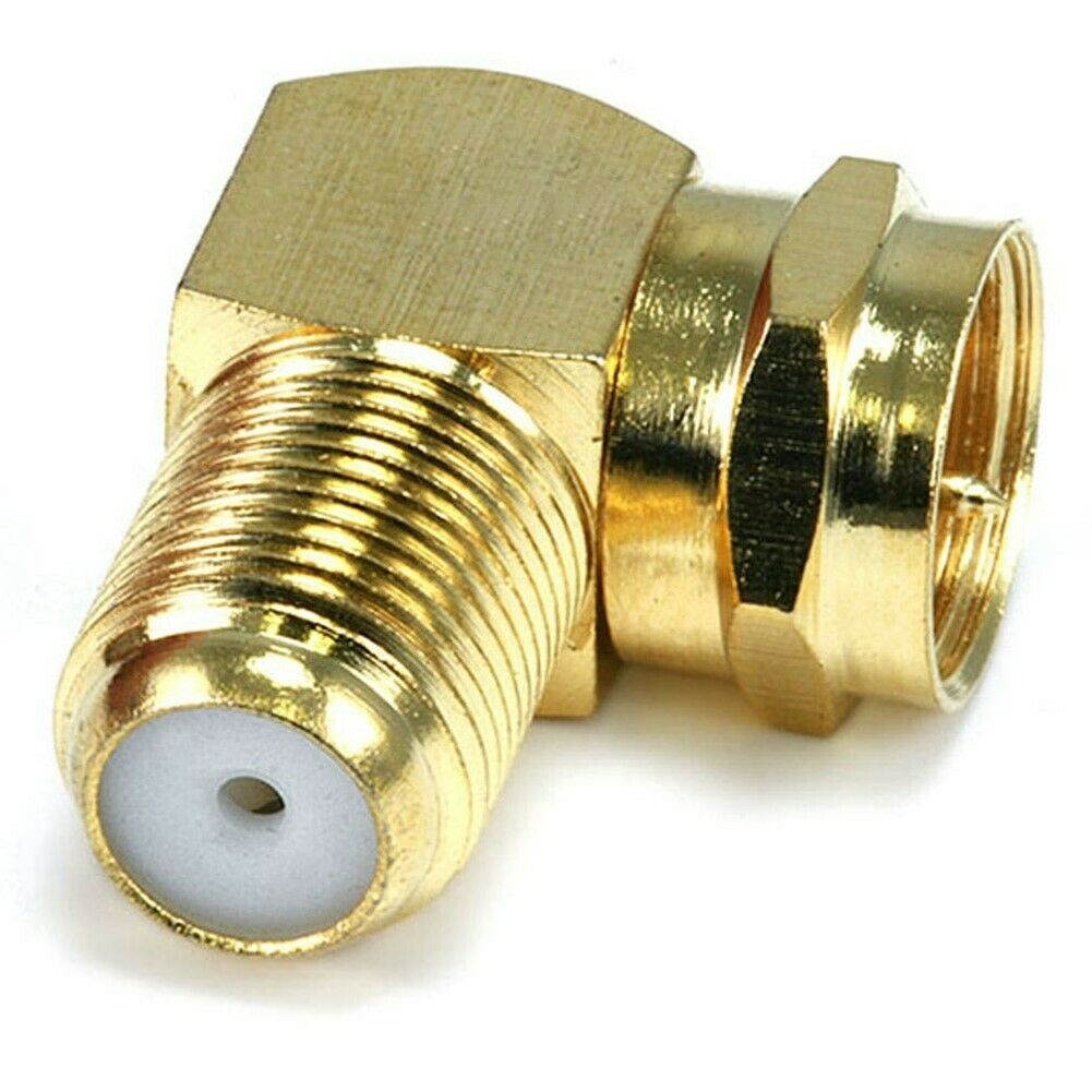 8 Pcs F Type Male to Female Right Angle 90 Degree Coax Coaxial TV Adapter Gold