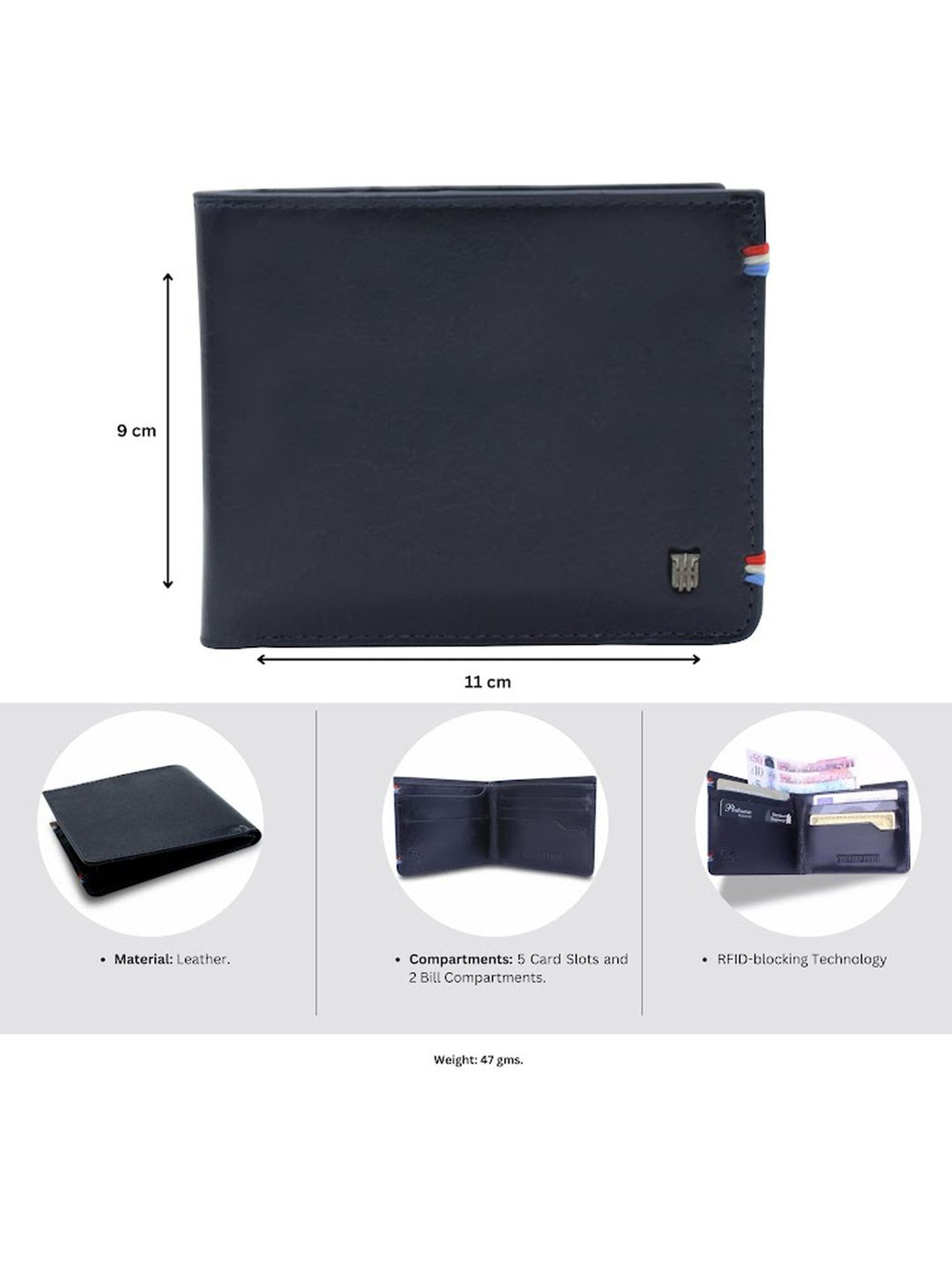 THE HOLISTIK Sterling Black Casual Leather Bi-Fold Wallet for Men