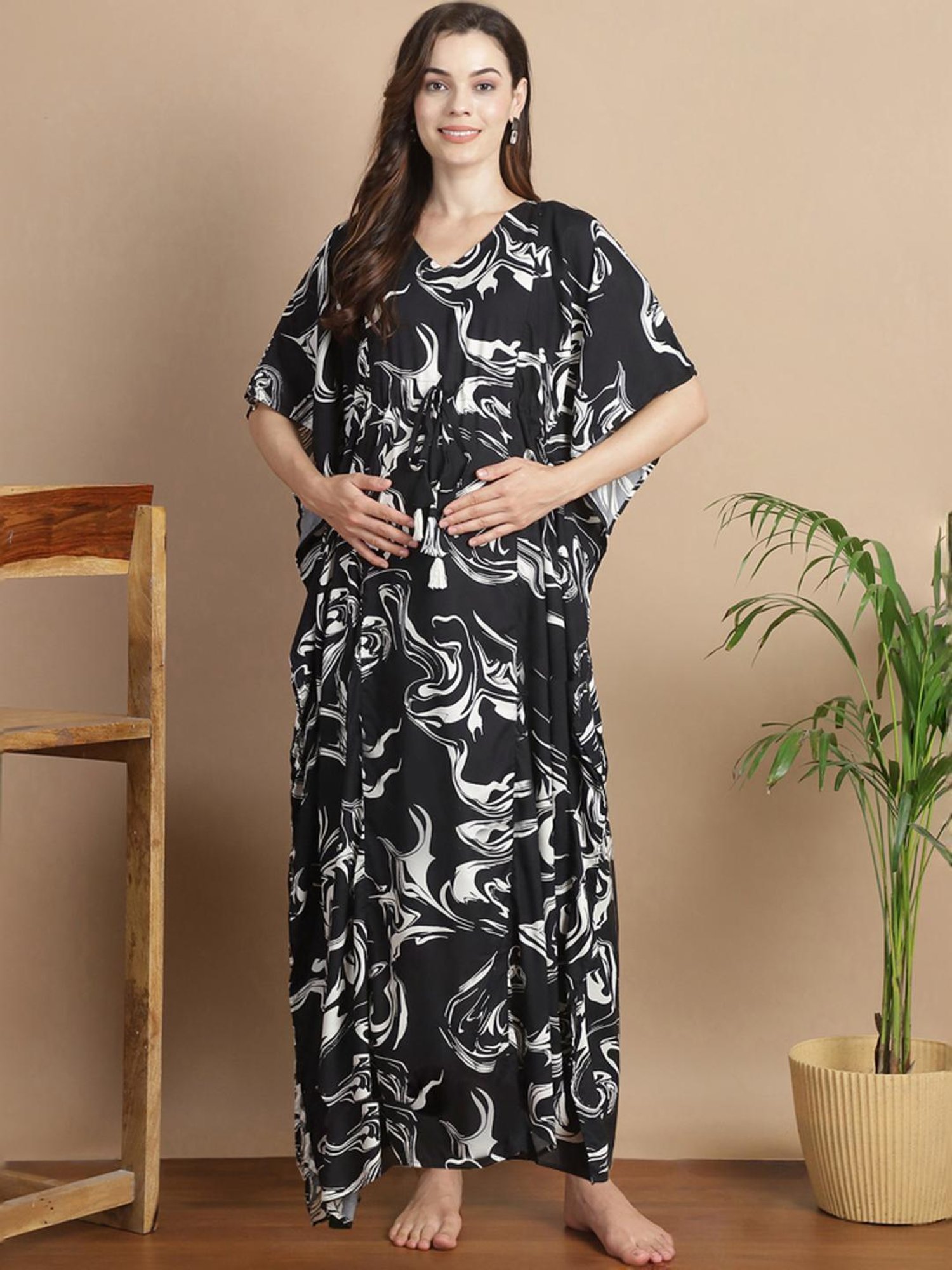 Secret Wish Black Printed Kaftan