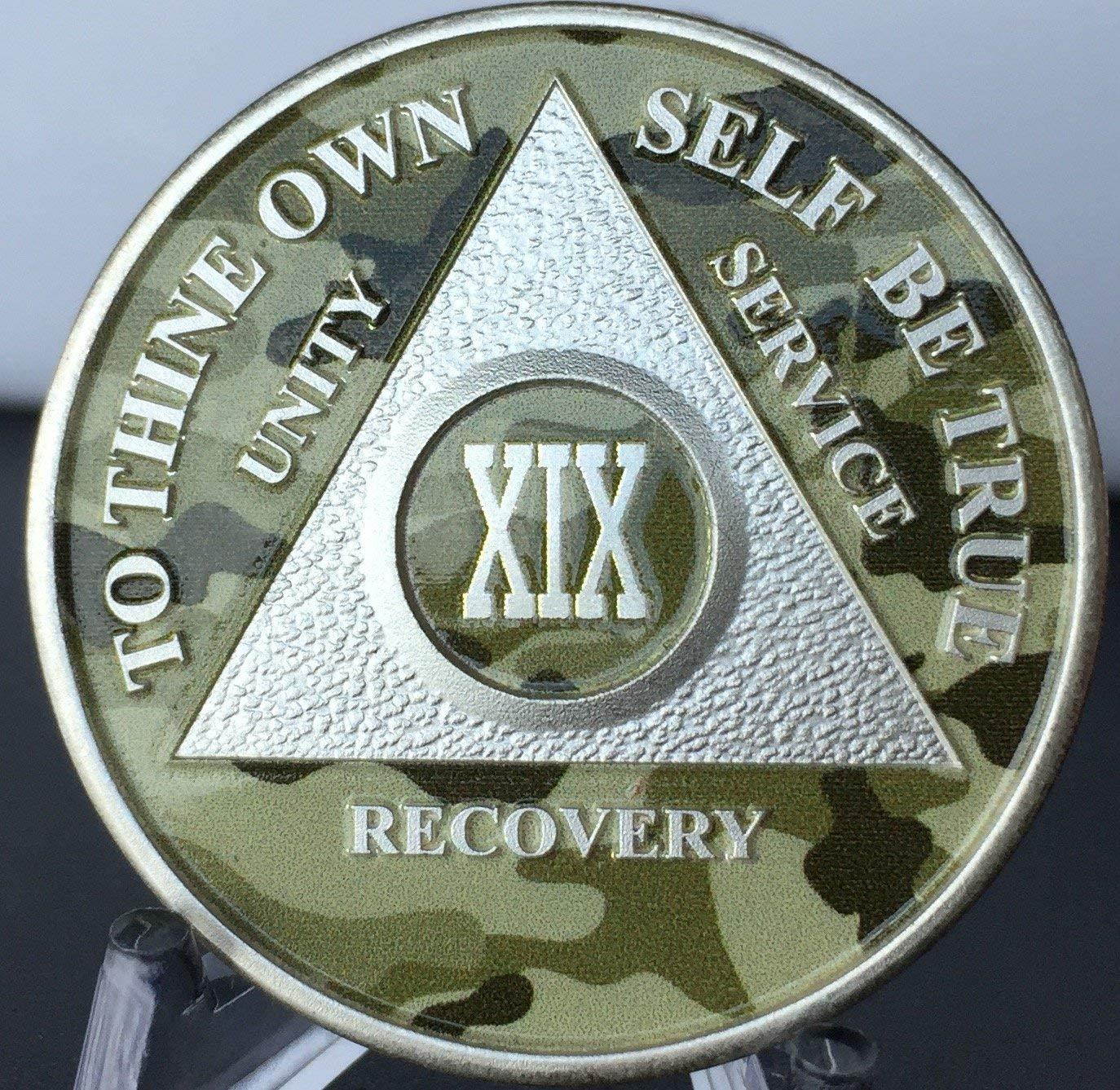 19 Year AA Medallion Camo Silver Plated Camouflage Color Chip