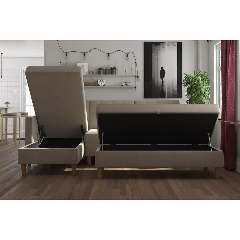 3pc Hartford Storage Sectional Futon and Hartford Storage Ottoman Tan - Dorel Home Products