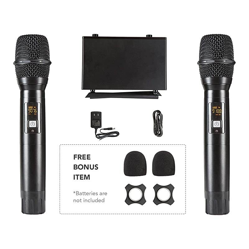 Wireless Microphone Professional Dual Channel Handheld Wireless Mic System with 2 mics 200 ft Long RangeIdeal for Karaoke ChurchWeddings Events