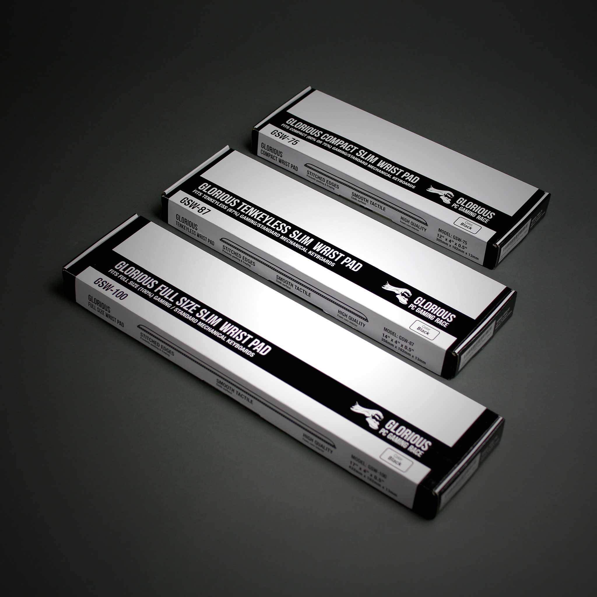 Glorious Gaming SLIM Wrist Pad/Rest - COMPACT SIZE Mechanical Keyboards,Stitched Edges,Ergonomic | 12x4 inches/13mm Thick (GSW-75)