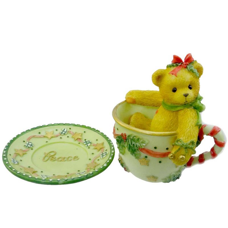 Cherished Teddies Jean Cup Full Of Peace Teddy Bear Teacup Christmas St2  -  Decorative Figurines