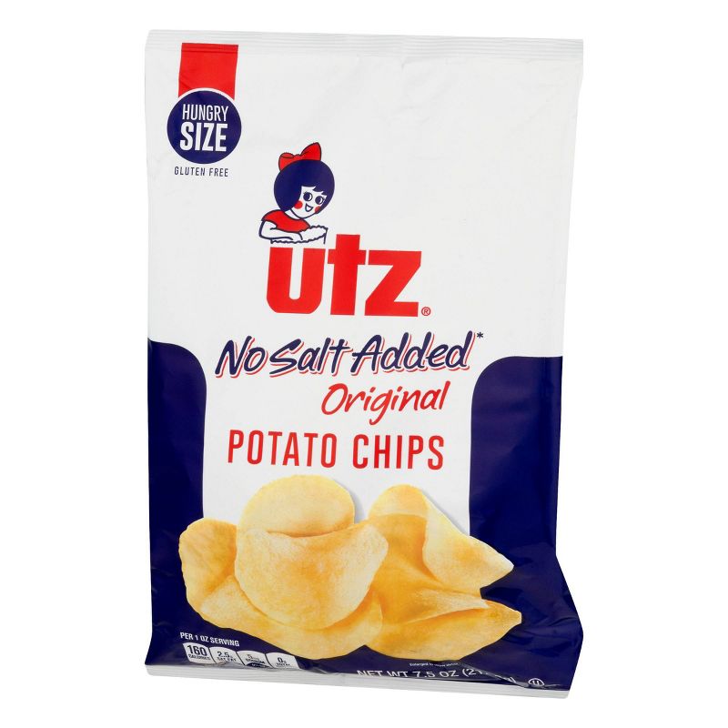 Utz No Salt Added Original Potato Chips - 7.5oz
