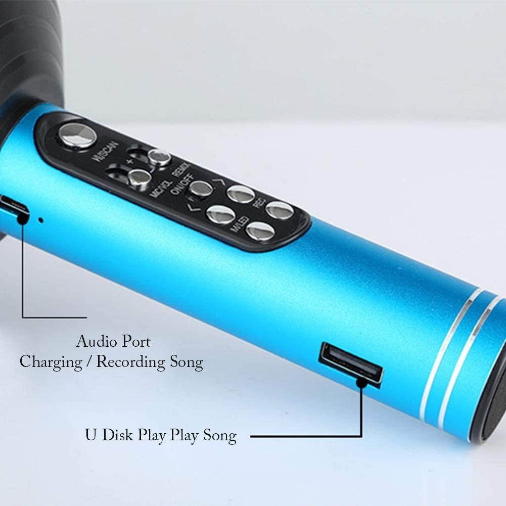 Wireless Microphone with Flashing Lights Portable Handhold Mic Speaker Cardioid for Mobile Phone Singing Music Apps DSP Chip