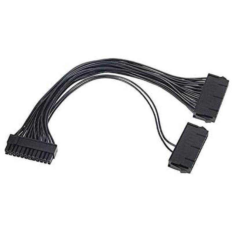 Dual PSU Power Supply 24 Pin Extension Cable, For ATX Motherboard, 24 Pin To 24(20+4) Pin, 12 Inch/ 30cm Black