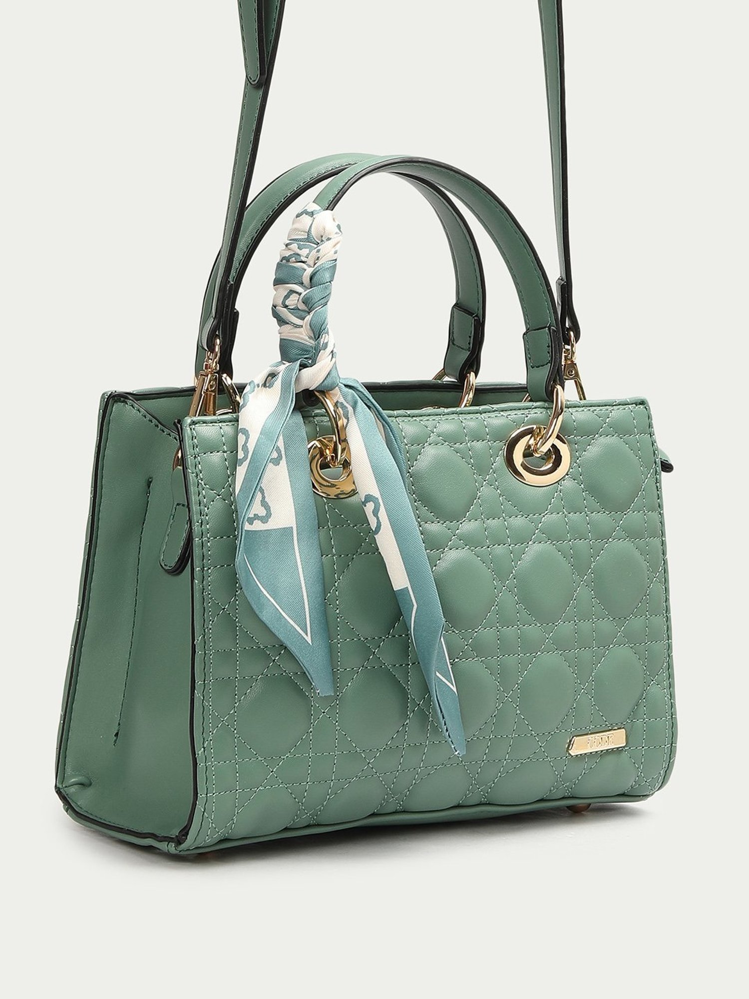 Code by Lifestyle Green Textured Handbag