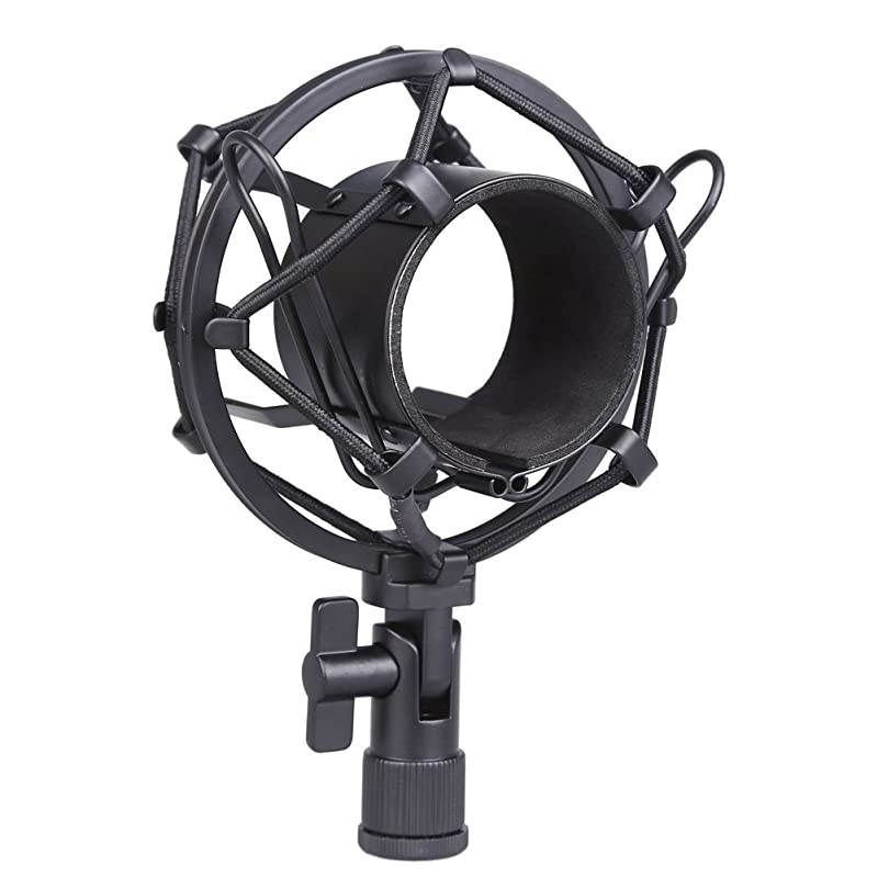 Universal 50MM Microphone Shock Mount for 48MM54mm Diameter Condenser Mic Black