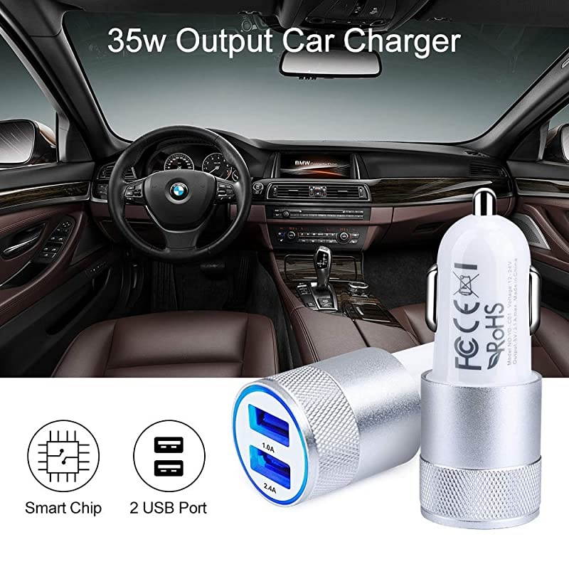 Car Charger,2-Pack 5V/3.4A Fast Charging Dual Port Car Charger Adapter Compatible iPhone 12 11 Pro,Xs,XR,Xs Max,8 7 SE,Samsung Galaxy S20 S21 A10e A20 A50 A80 S10e S9,Note 20 10 9 8, Pixel, Nexus