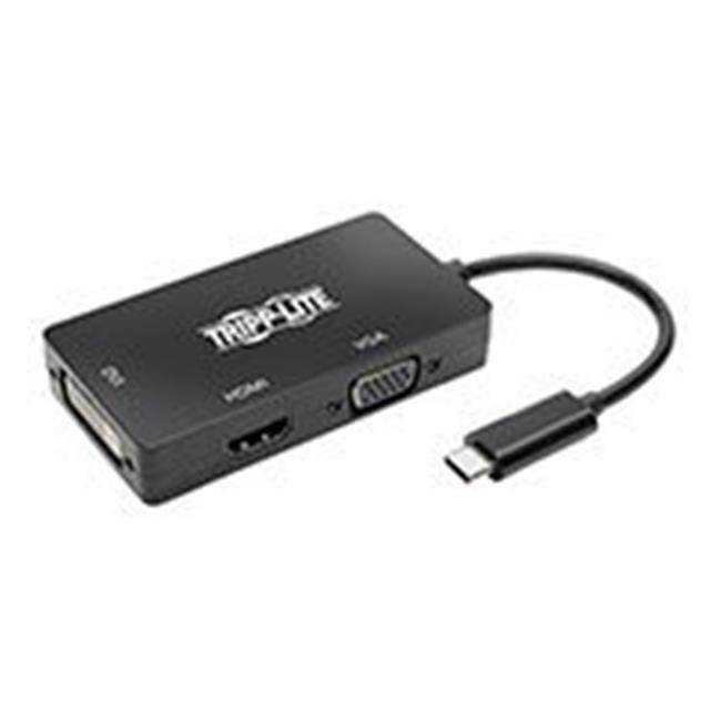 Tripp Lite U444-06N-HDV4KB USB C Multiport Adapter HDMI - DVI - VGA 4Kx2K USB Type C, Black