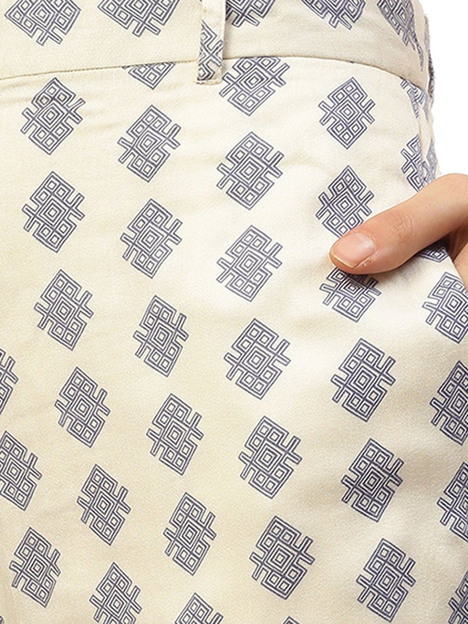 Rooted Beige & Blue Printed Trousers