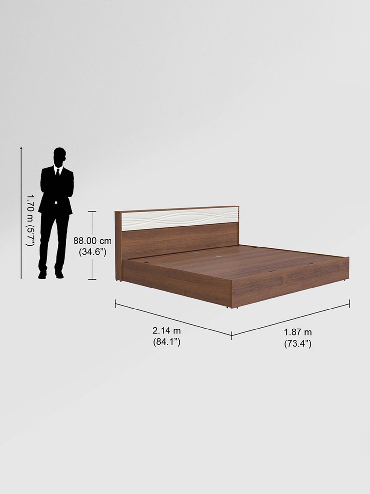 Godrej Interio Casablanca V2 Walnut Engineered Wood King Bed