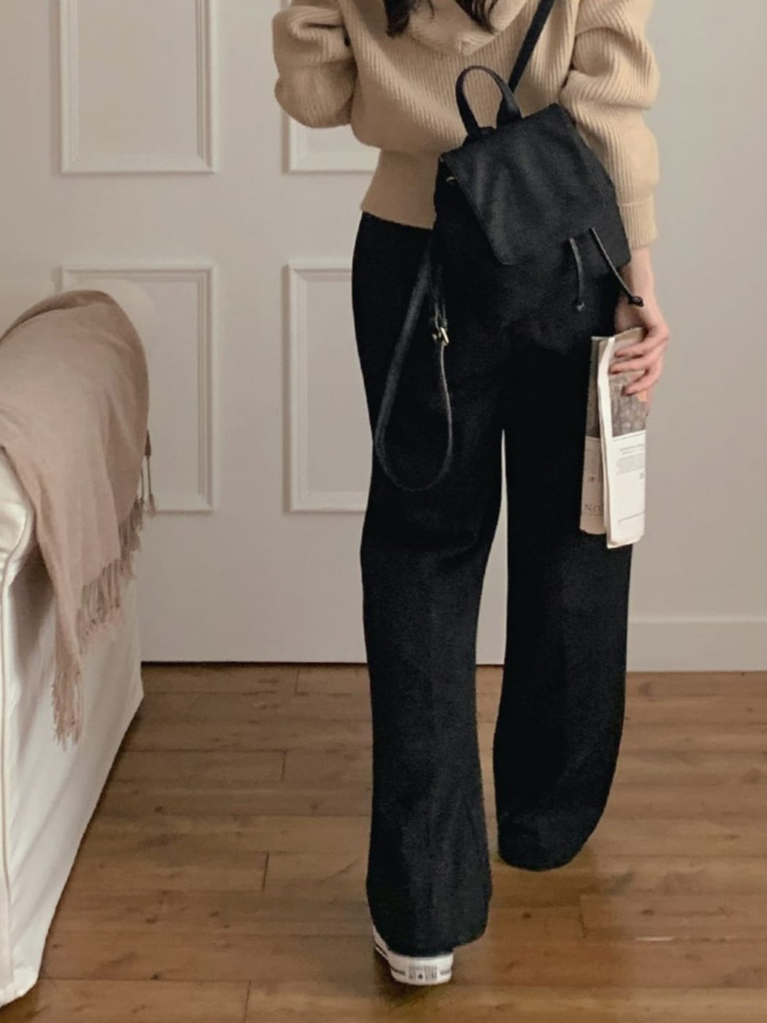 Broadstar Black Straight Fit High Rise Stretchable Trousers