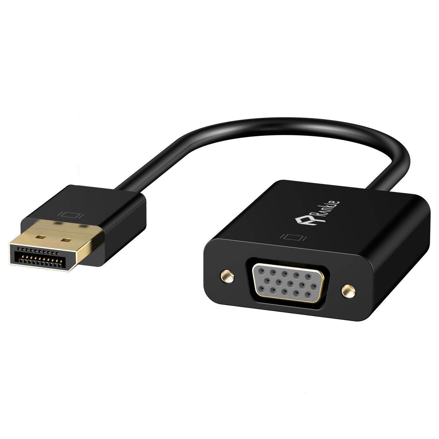 DP to VGA, Rankie Gold Plated DisplayPort DP to VGA Male to Female Adapter Converter