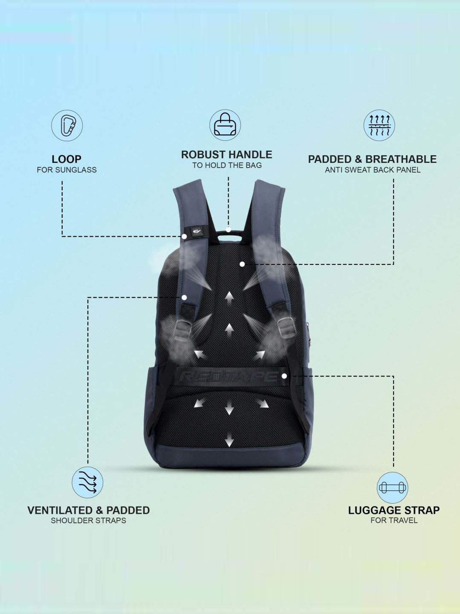Red Tape 32 Navy Large Laptop Backpack