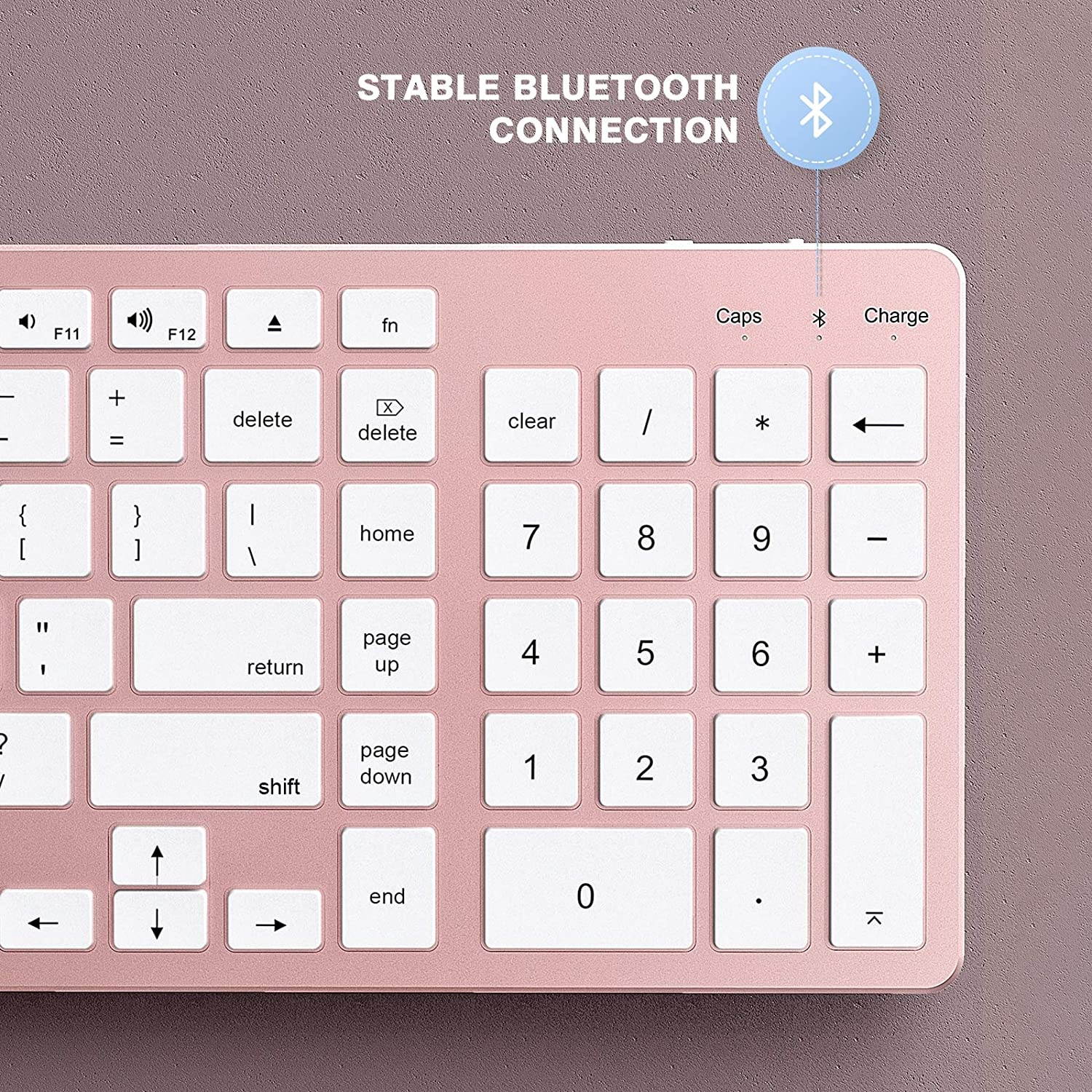 Bluetooth Keyboard for Mac OS, Jelly Comb Ultra Slim Wireless Keyboard for Mac OS/iOS/iPad OS Rechargeable Bluetooth Keyboard MacBook, MacBook Air/Pro iMac, iPhone, iPad Pro - Rose Gold