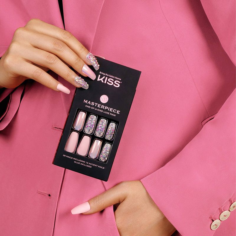 Ardell Nail Addict Blush False Nails Geometric Crystals - 24ct