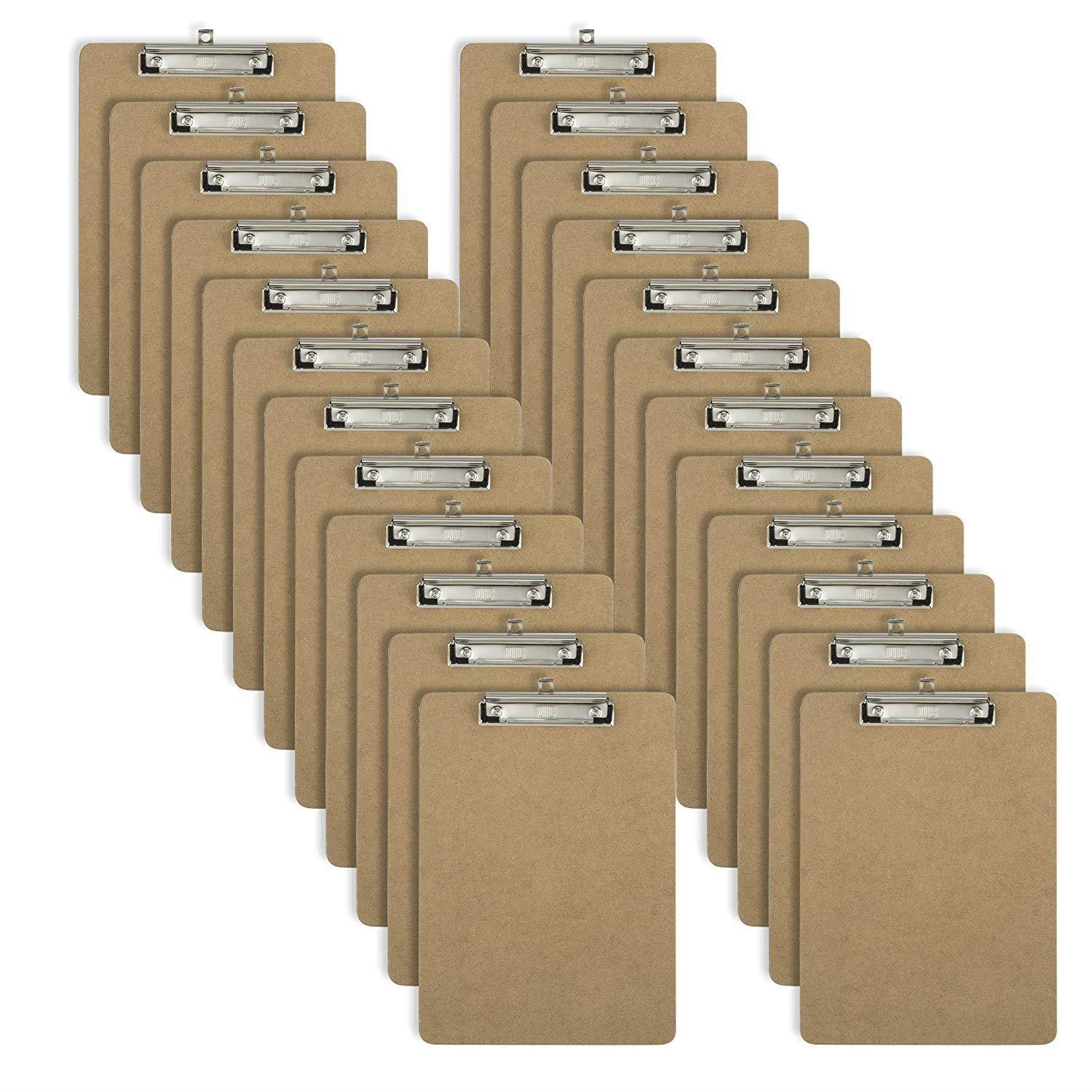 Officemate Letter Size Wood Clipboards, Low Profile Clip, 24 Pack Clipboard, Brown (83824)
