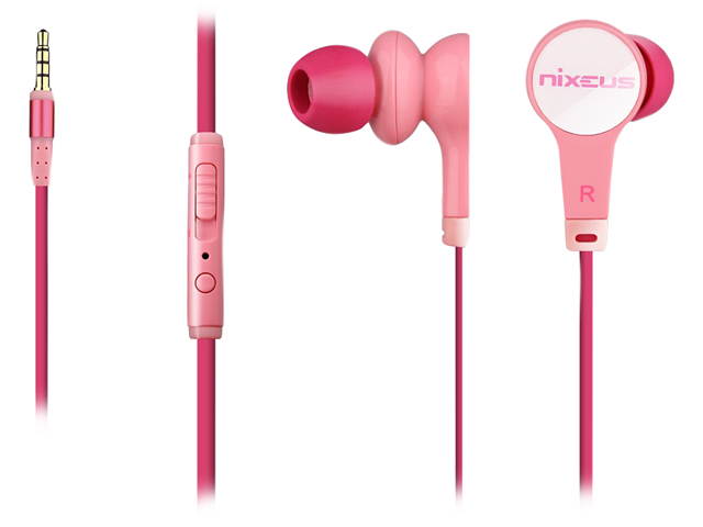 Nixeus ER-PINK14 In-Ear Noise-Isolating Earbuds with Microphone (Pink)