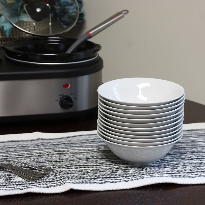 Gibson Home Noble Court 12 Piece Fine Ceramic Bowl Set in White