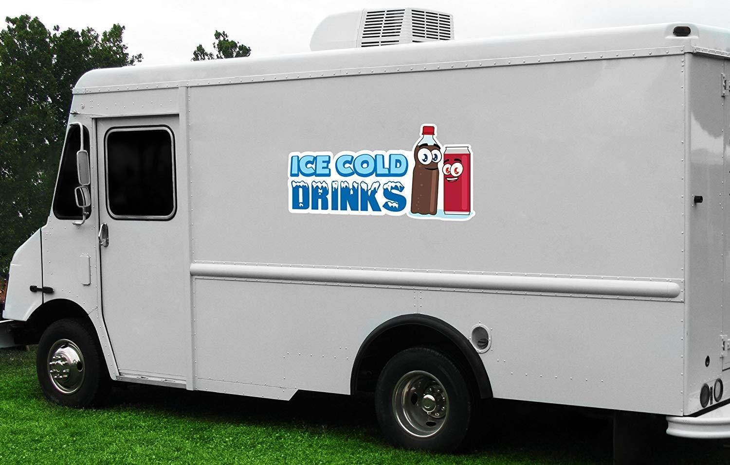 ICE Cold Drinks 3 16" Concession Decal Sign cart Trailer Stand Sticker Equipment