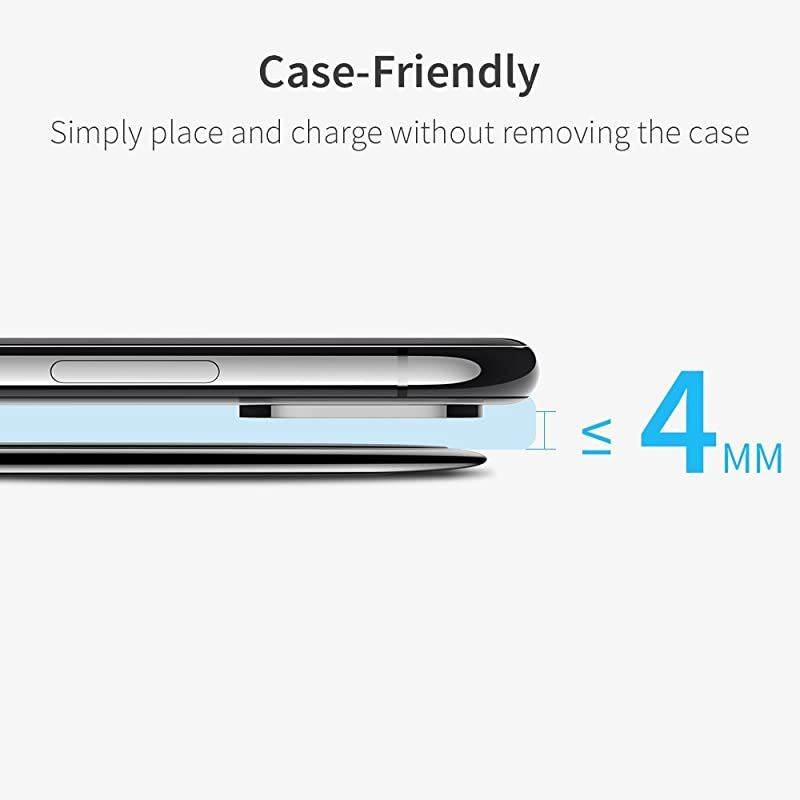 Wireless Charger, Metal Frame Ultra-Thin Fast Charging Pad, 7.5W Compatible iPhone 12/Mini/Pro/Pro Max/11, 10W Fast Charging Galaxy S20/Note10, Pixel 3/4(No AC Adapter), Black