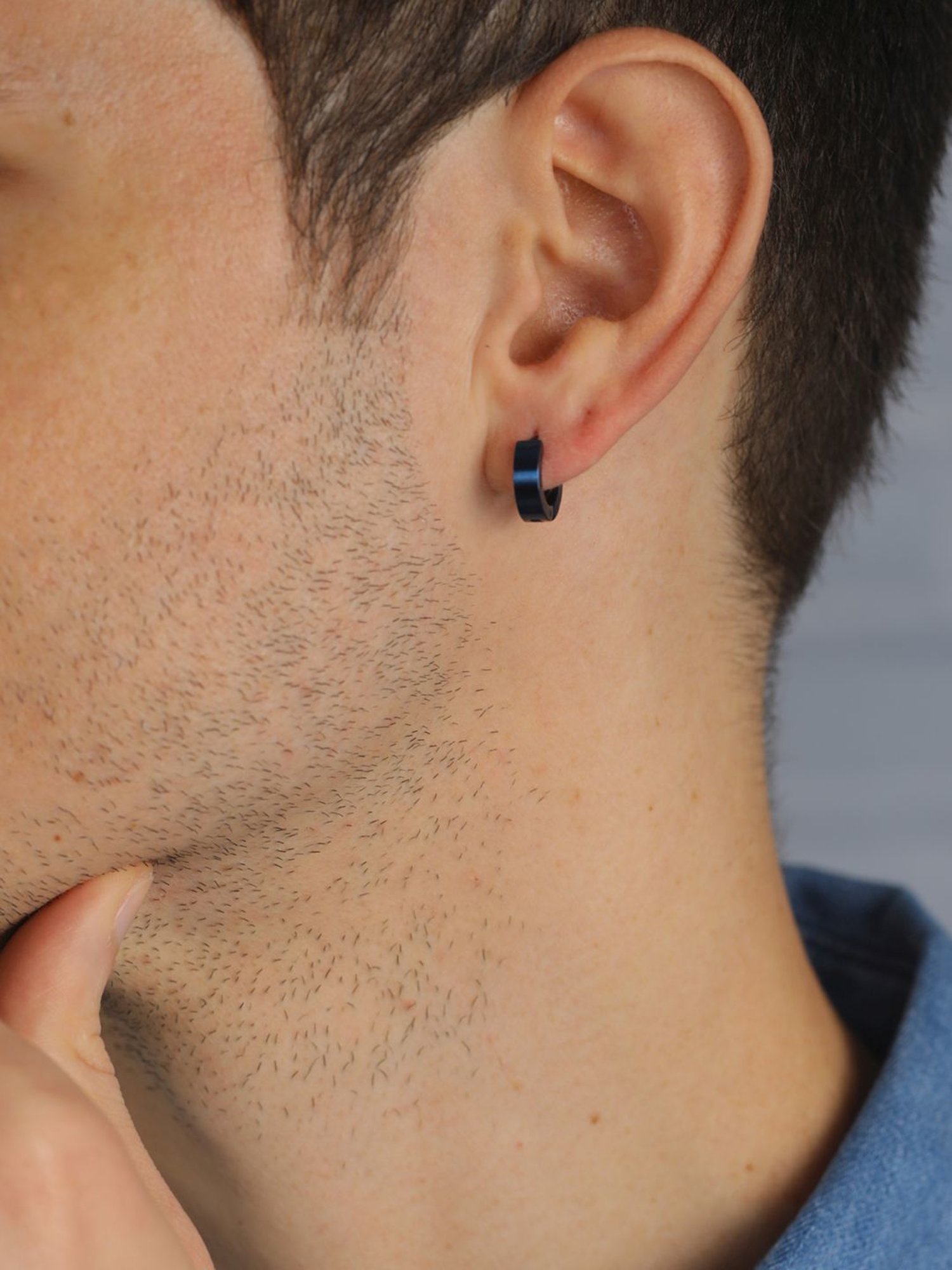 Bold by Priyaasi Black Gold-Plated Hoop Earrings for Men - Set of 2