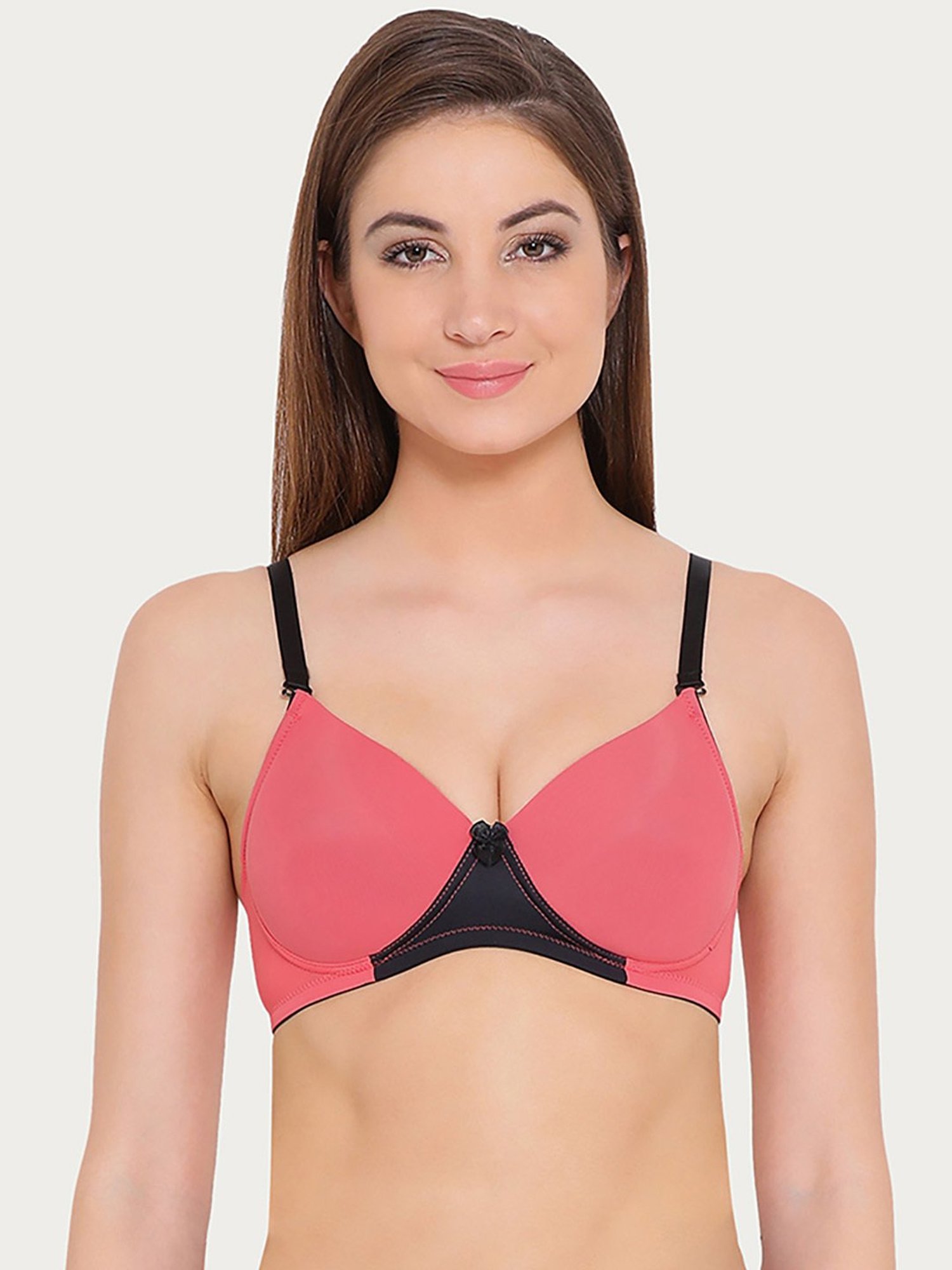 Clovia Pink & Black Padded T-Shirt Bra