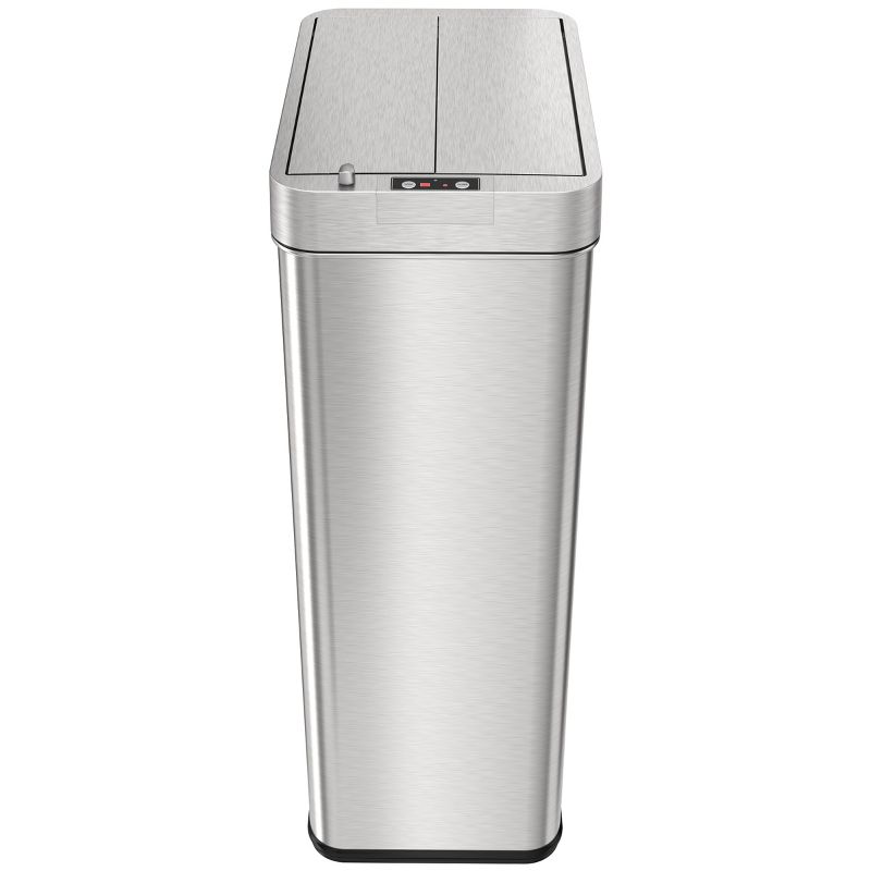 iTouchless Wings Open Lid Kitchen Sensor Trash Can with AbsorbX Odor Filter Rectangular 18 Gallon Silver Stainless Steel