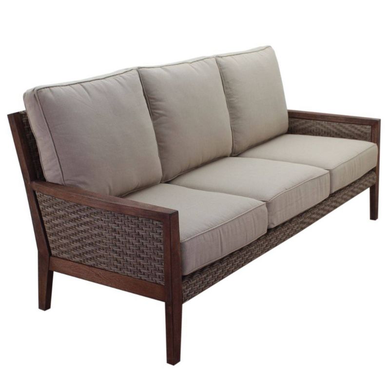 Tahoe Outdoor Three-Seater Sofa - Brown Wicker - Serta