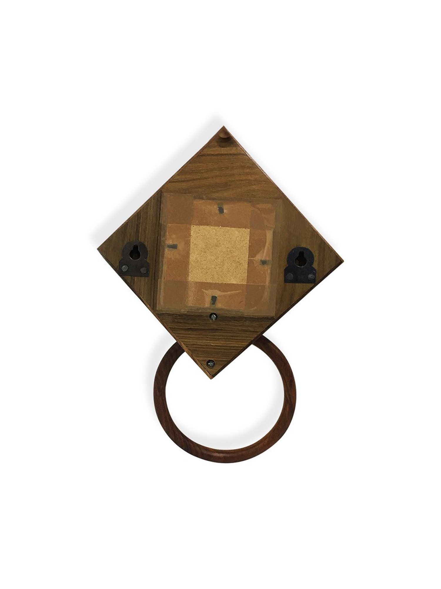 ExclusiveLane 'Brass-y On Wood' Warli Hand-Painted Dhokra Towel Holder In Sheesham Wood