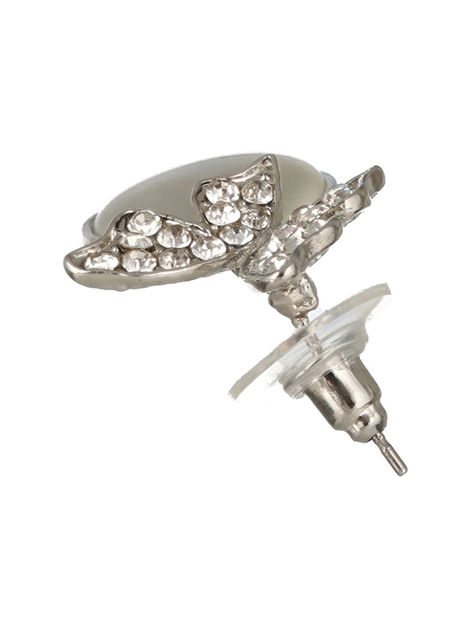 Prita by Priyaasi Butterfly Tear AD Silver-Plated Stud Earrings