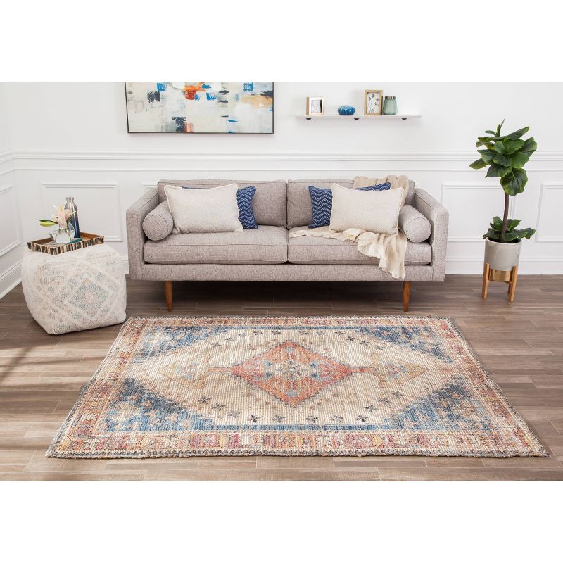 5'x8' Long Medallion Red Border Jute/Chenille - Anji Mountain