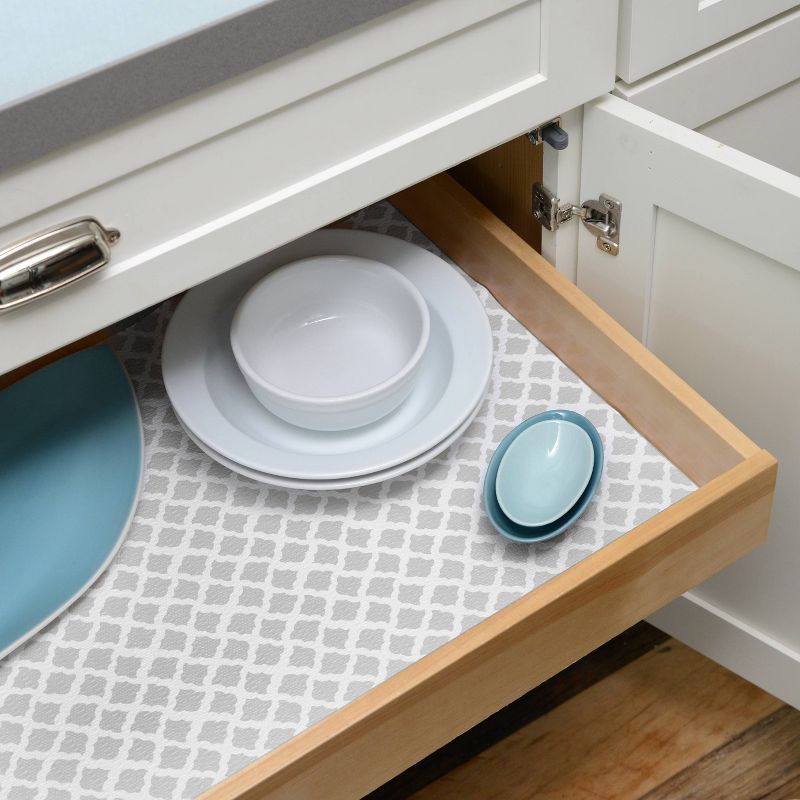 Con-Tact Brand Grip Prints Non-Adhesive Shelf Liner- Talisman Glacier Gray (18''x 4')