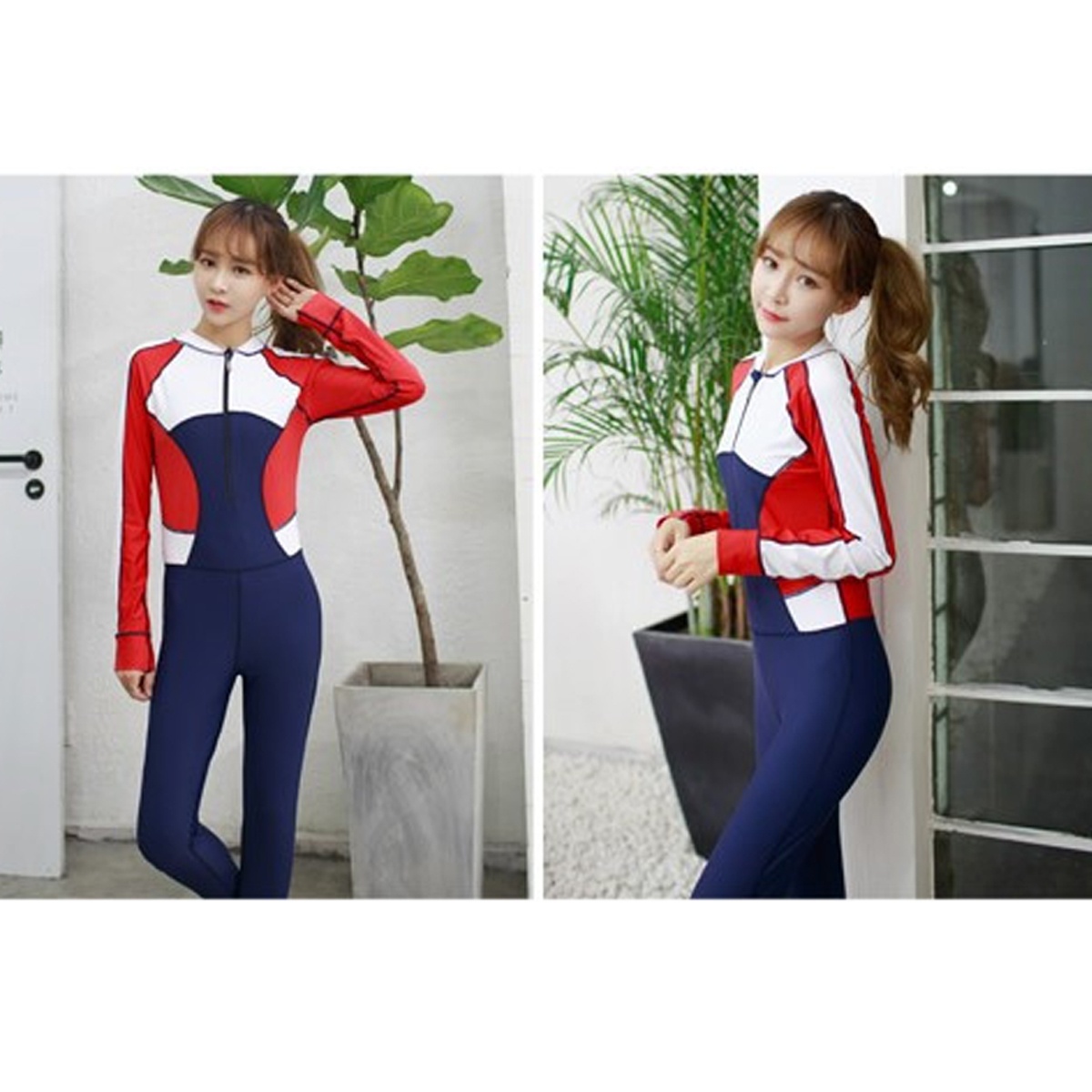 Women Diving Jacket Set Suit With Zipper Snorkeling Wetsuit Watersport Sunscreen Swimming Jumpsuit Scuba XL