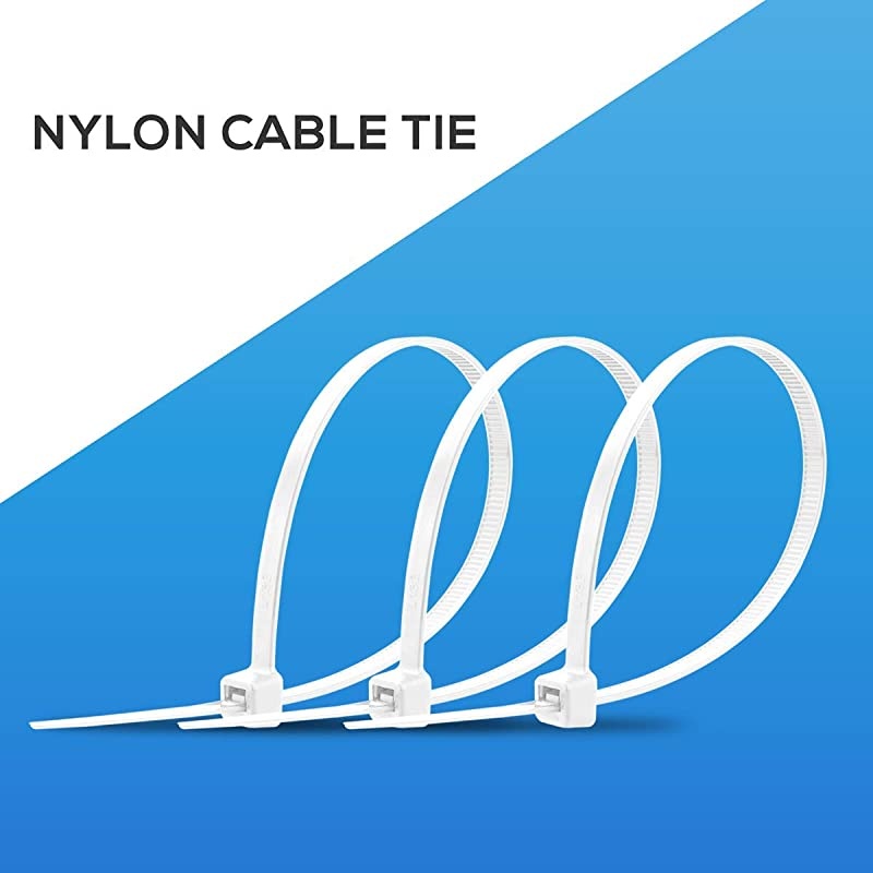 Zip Ties  10 Inches Nylon 66 Heavy Duty 50LB Tensile Industrial Strength UV Resistant Adjustable Durable Self Locking Cable Tie for Home Office Garden Garage Workshop White 100 Packs