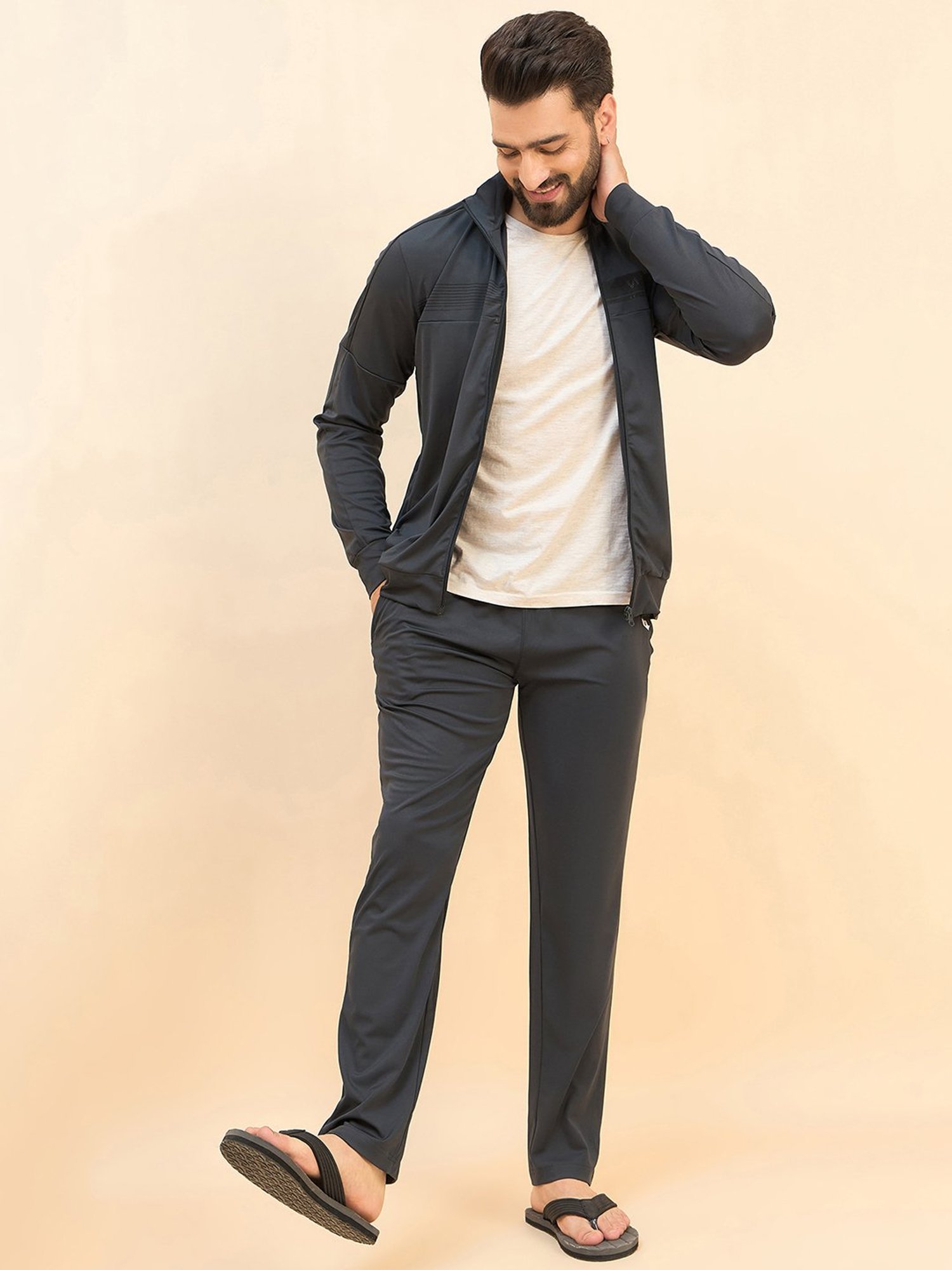 Vimal Jonney Light Mud Cotton Regular Fit Tracksuit