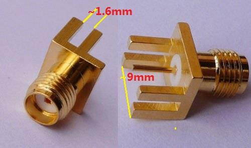 2pcs SMA Female PCB Edge Mount Solder 1.60mm 0.062" RF Connector Adapater