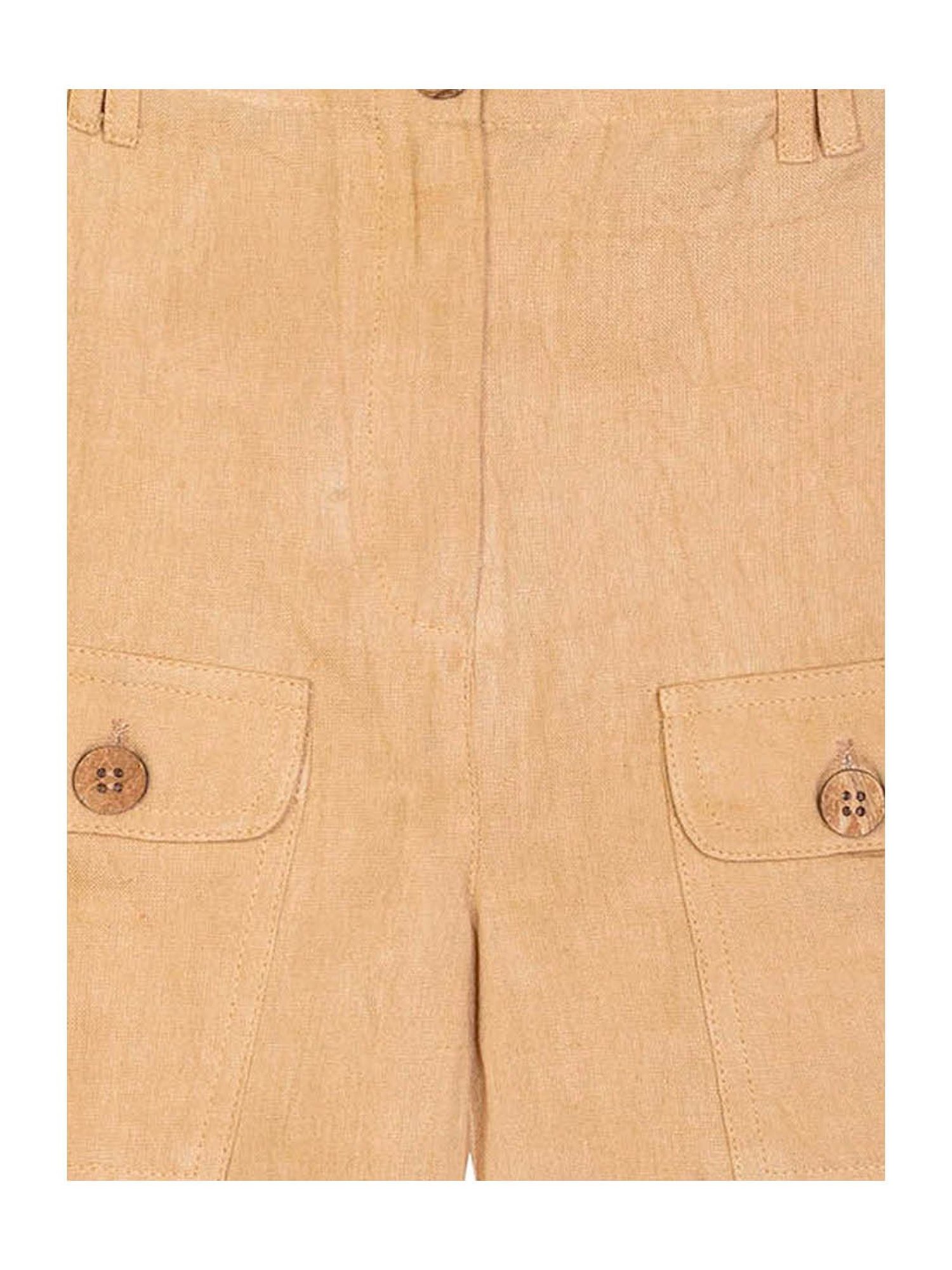 Budding Bees Kids Beige Solid Shorts